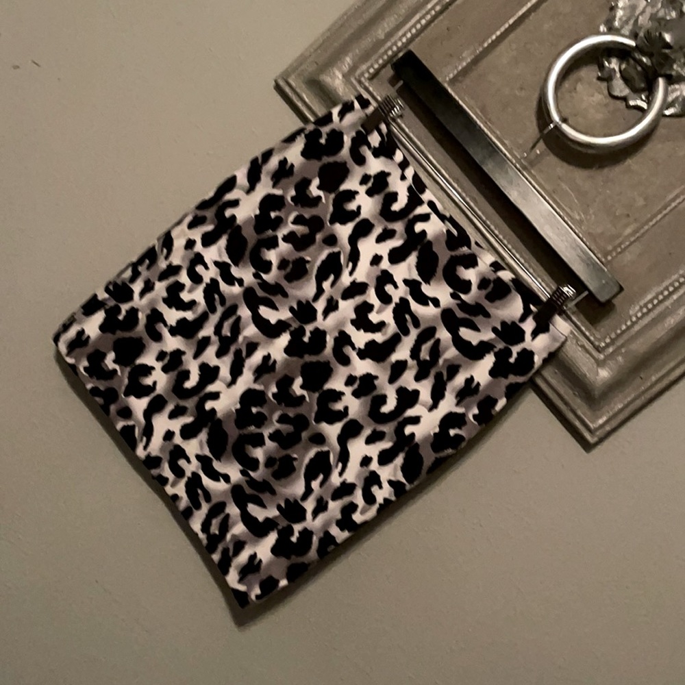 CACHE Womens Lined Pencil Skirt Black Gray White Animal Leopard Print NEW